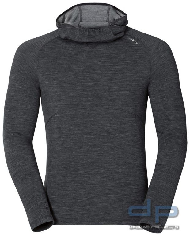 Odlo Shirt L/S with Facemask EVOLUTION Warm Schwarz Melange