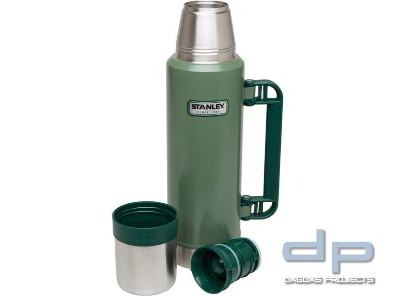 Stanley Classic Vakuum-Flasche, 1.3 Liter, 18/8 Edelstahl, Hammertone grün, Edelstahl-Trinkbecher,