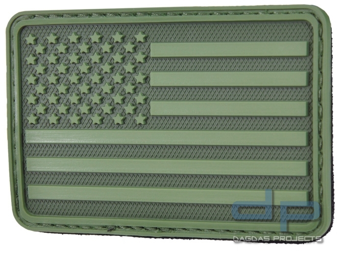 Hazard 4 Rubber Patch USA 75 x 50 Oliv