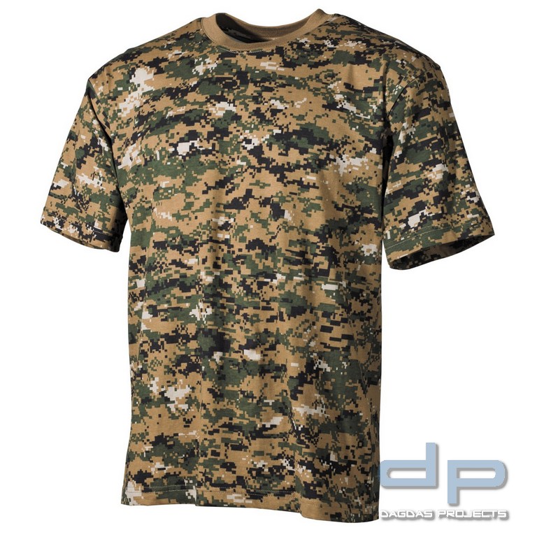 US T-Shirt, halbarm, digital woodland, 170 g/m²