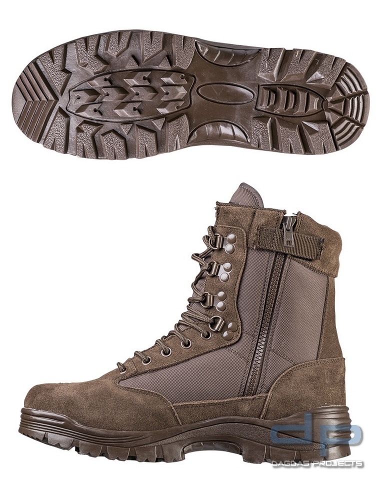 TACTICAL BOOT M.YKK ZIPPER BRAUN Größe US 10 EU 43