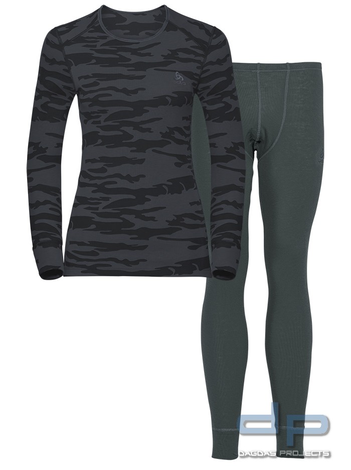 Odlo Baselayer Set Warm Women Camo grau