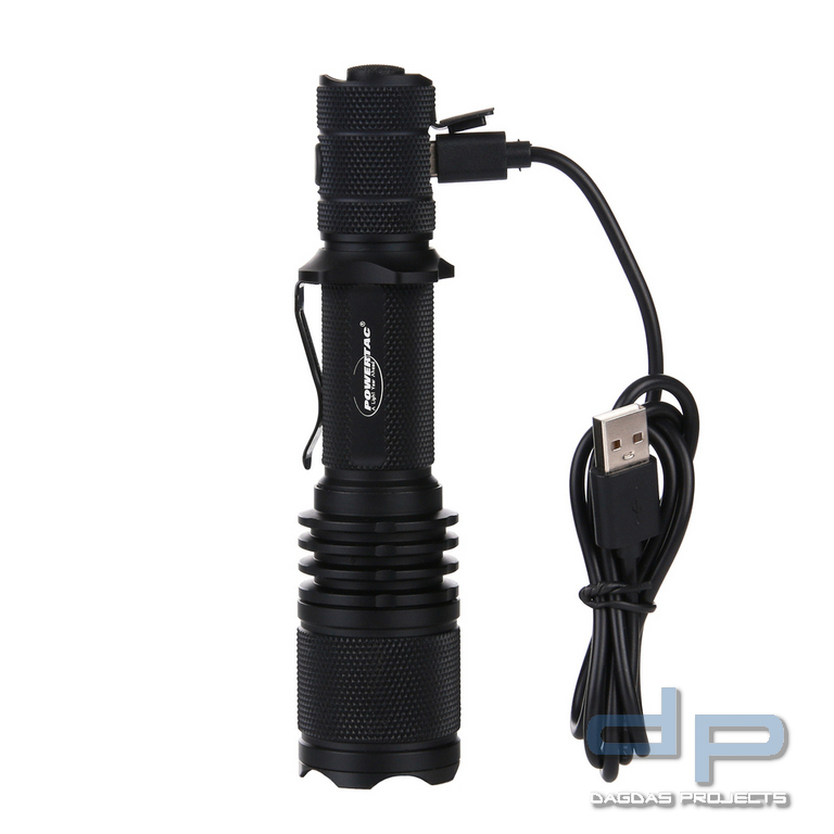 PowerTac tactical flashlight Warrior-R USB rechargeable Kit