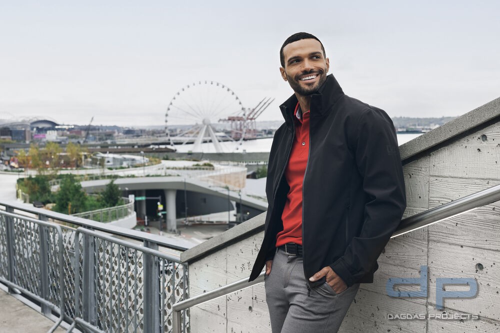 Behörden Wedderburn Short Jacket Men in Schwarz und Dark Navy mit Wunschaufdruck auf Brust und Rücke