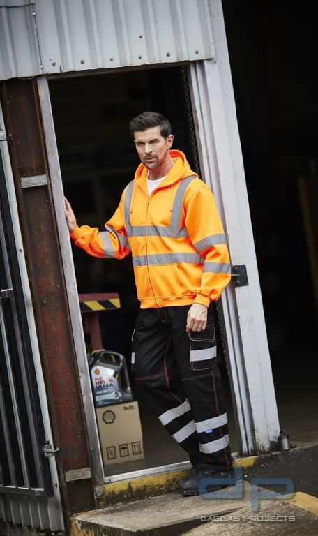 Hi Vis Zip Hoodie in verschiedenen Farben mit Wunschbeschriftung in reflex silber