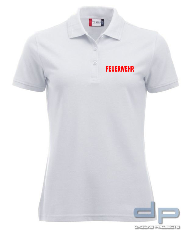 Behörden Polo Shirt Manhattan Ladies in Weiß Aufdruck nach Wunsch in Reflektierend Silber Größe: M