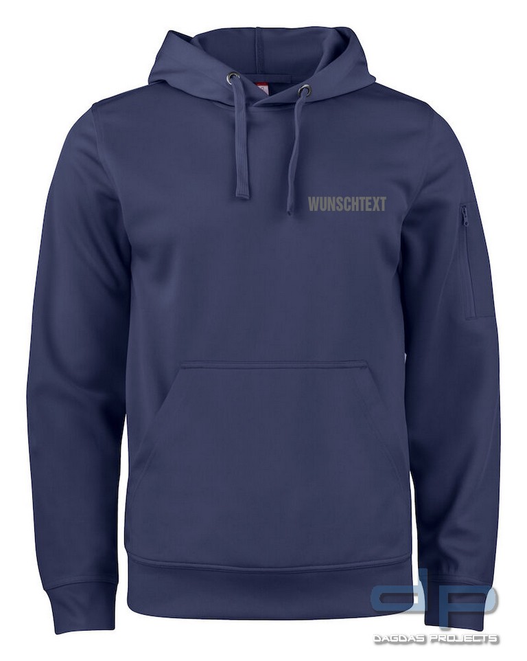 Basic Active Hoody mit Wunschaufdruck in Marine Blau, Größe L
