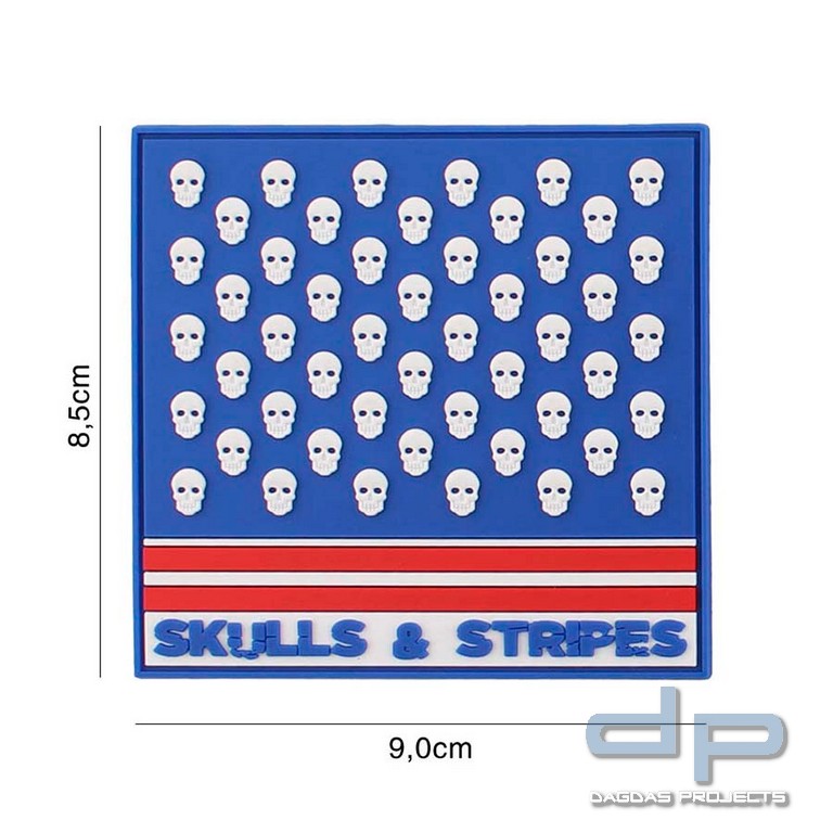 Emblem 3D PVC Skulls & Stripes viereckig