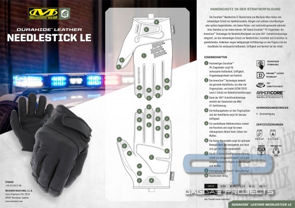 MECHANIX NEEDLESTICK LE HANDSCHUH DURAHIDE LEDER