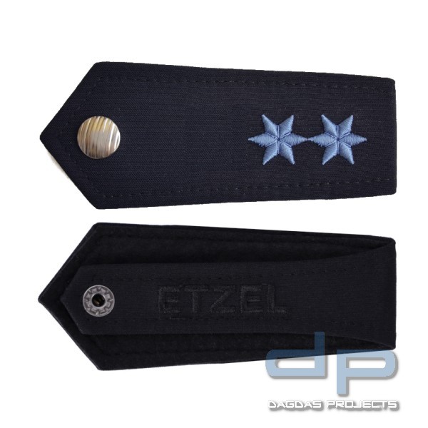 ETZEL Schulterklappen Paar mit Druckknopf Ausführung Hessen 2 Sterne Blau