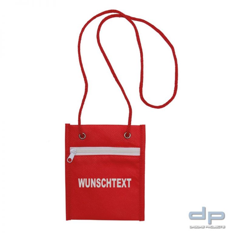 PP-Brustbeutel mit silber Reflektierendem Wunschtext in verschiedenen Farben