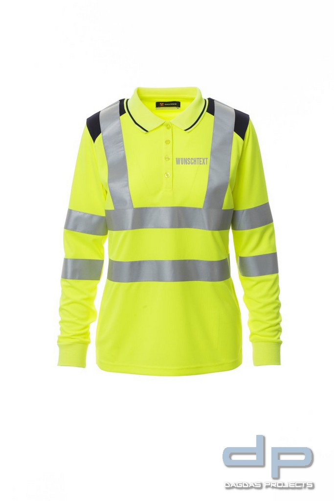 Payper Warnschutz Poloshirt langarm "GUARD+WINTER LADY" mit Wunschaufdruck auf Brust und Rücken