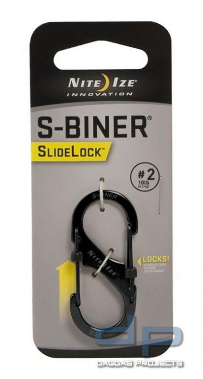 NiteIze Doppelkarabiner S-Biner SlideLock Größe 2 in Schwarz oder Silber