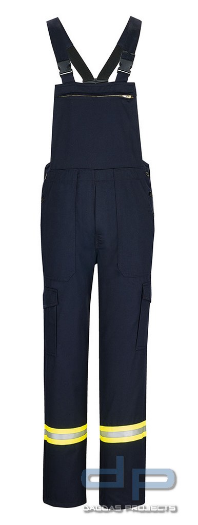Latzhose HuPF Teil 2 dunkelblau mit Reflexstreifen 100% Baumwolle