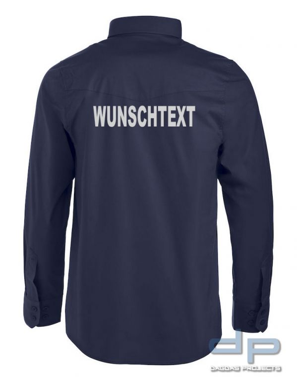 Behörden Diensthemd dp L/S mit Wunschtext in reflektierend silbernem Aufdruck