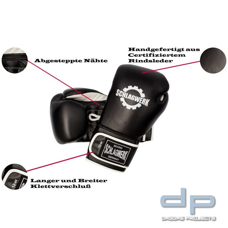 SCHLAGWERK Boxhandschuhe Training/Sparring 2.0 schwarz/weiß