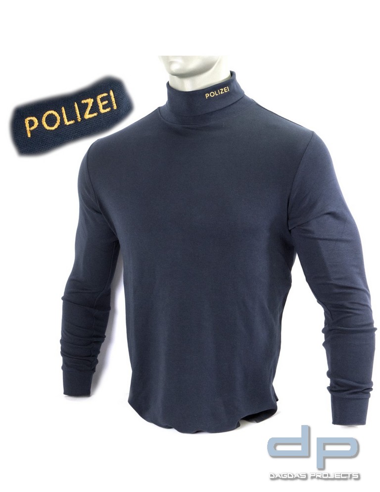 Rollkragenpullover, bestickt "POLIZEI", Stick in gold