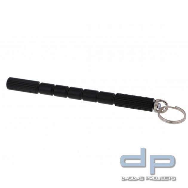 Kubotan mit Schlüsselring Schwarz gerillt mit 5 Zwischengliedern