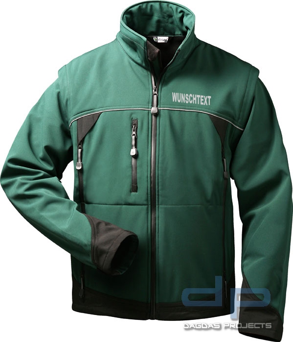 Behörden Softshell Jacke grün/schwarz mit Wunschtext