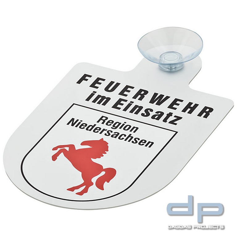 Alu Saugnapf Wappen Schild Feuerwehr im Einsatz mit Wappen Niedersachsen