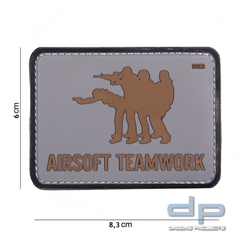 Emblem 3D PVC Airsoft Teamwork grau