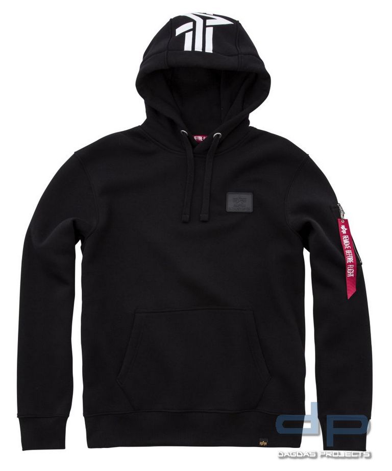 Alpha Industries Back Print Hoody Sweat in Weiß und Rot Größe: 3XL