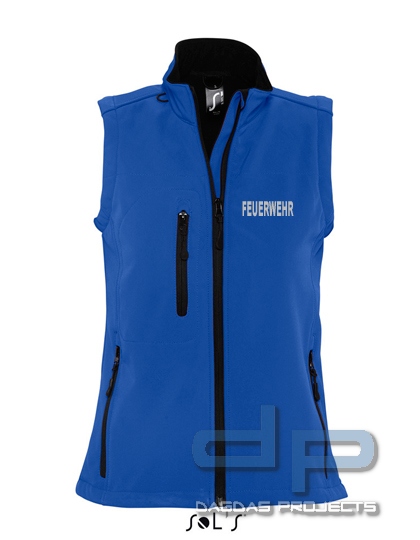Damen Softshell Weste Behörden in verschiedenen Farben mit Wunschaufdruck in reflex silber