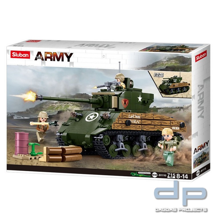 Sluban WWII M4A3 (76W) medium tank M38-B1110