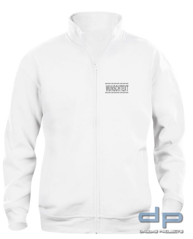 Sweat Jacke Behörde mit Wunschaufdruck gestrichelte Linien in verschiedenen Farben