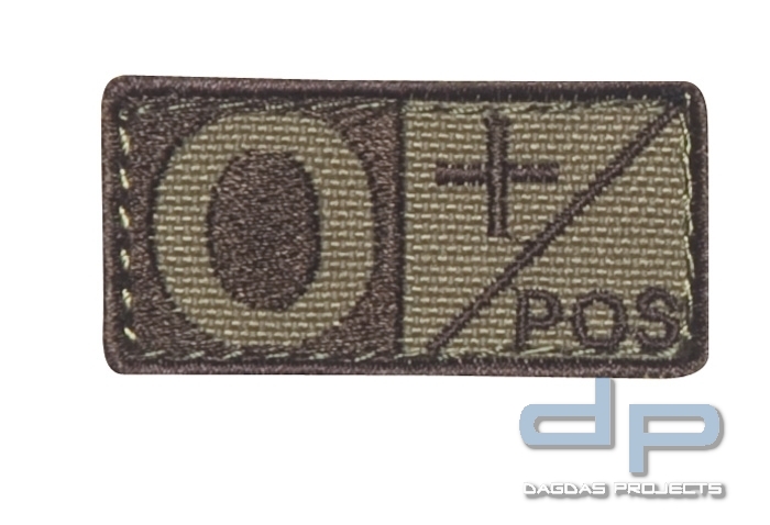Blutgruppenpatch Coyote/Braun O pos + 229O+003