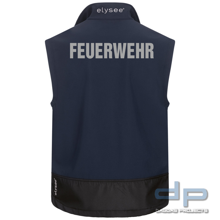 Behörden Softshell Weste Dunkelblau mit Aufdruck nach Wunsch in reflex silber