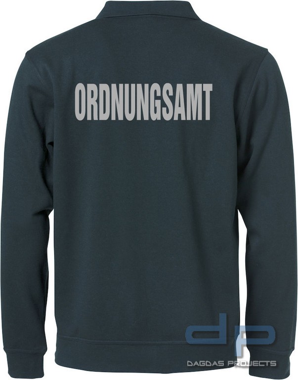 Behörden Sweatshirt in verschiedenen Farben mit Kragen und Wunschaufdruck in reflex silber