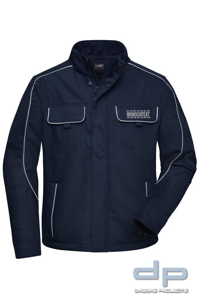 Jacke Softshell dp S-Serie in verschiedenen Farben mit Wunschaufdruck umrandet