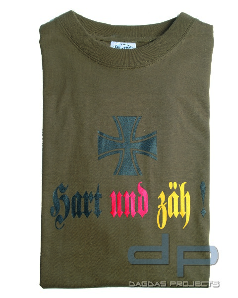 T-SHIRT OLIV M.DRUCK HART UND ZÄH VPE 3