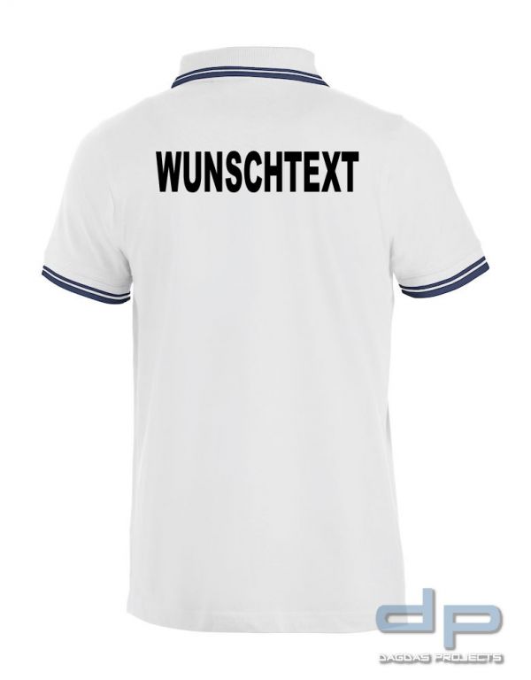 Behörden Poloshirt Piqué Weiß mit Aufdruck nach Wunsch