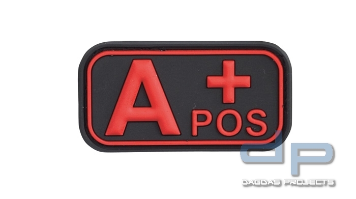 3D Blutgruppenpatch Schwarz/Rot A pos +
