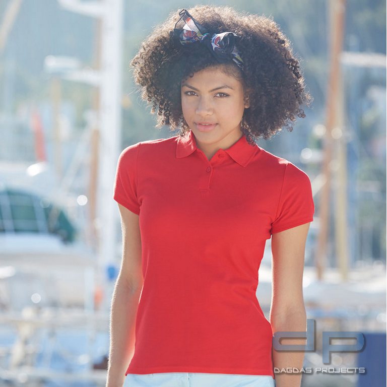 Lady-Fit Premium Polo mit Wunschtext