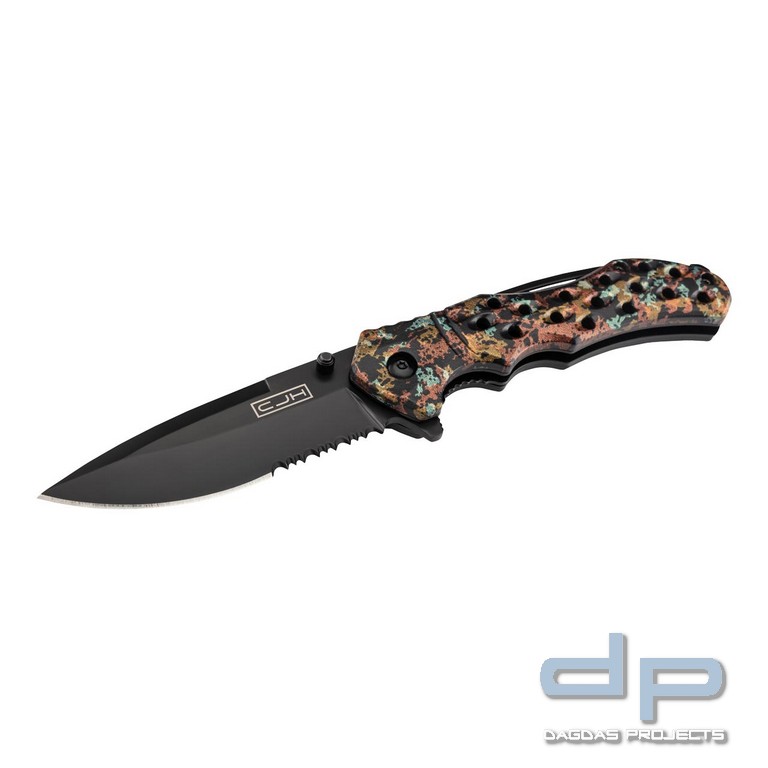 CJH Einhandmesser metallic mit praktischer Teilsägezahnung