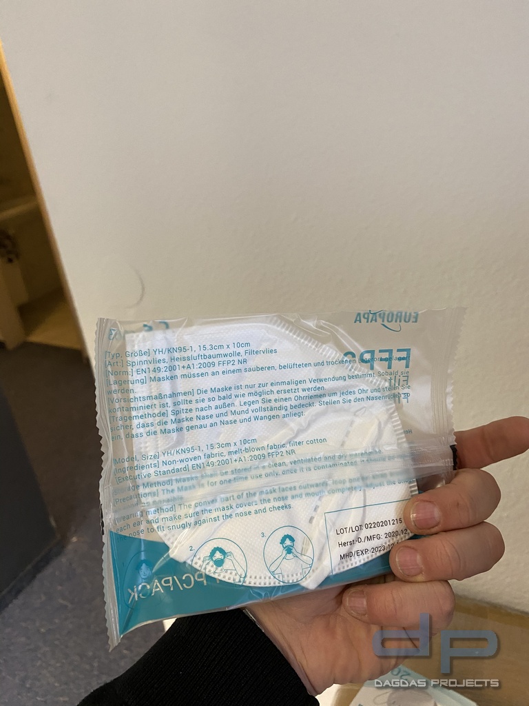 Vollzertifizierte FFP2 Maske Filtrations-Gesichtsmaske einzeln (1 Stück)