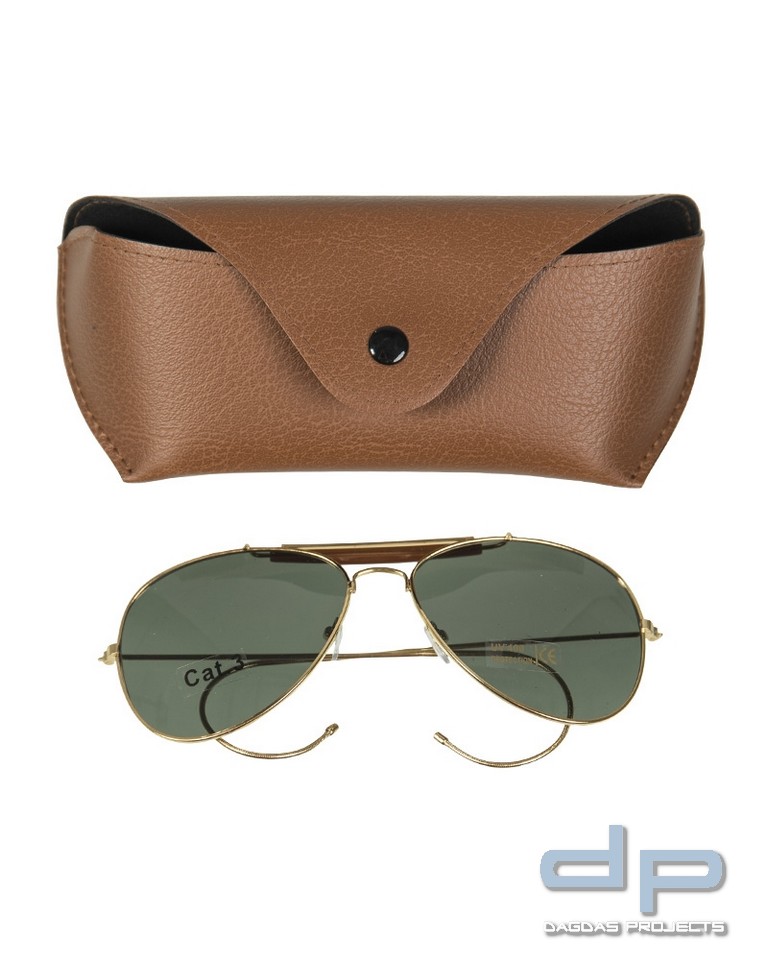 US AF Sonnenbrille mit Etui grün 5 Stück