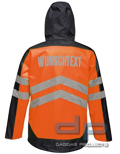 Hi-Vis Pro Insulated Jacket mit Wunschtext auf Brust und Rücken in Silber Reflex