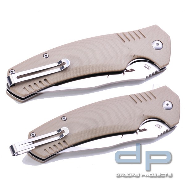 EDC Klappmesser TIBURON Skandinavischer Sandvik Stahl 12C27 Sand von TEKUT