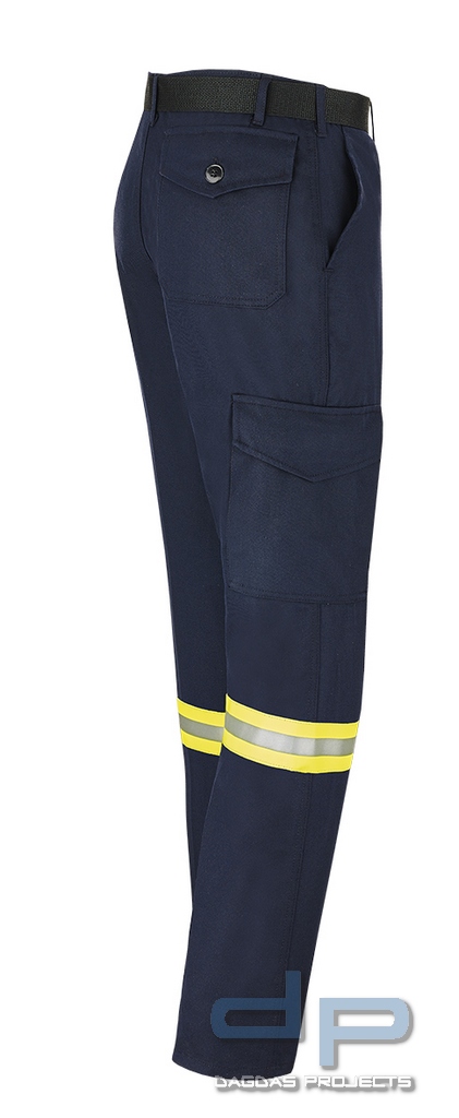 Bundhose HuPF Teil 2 dunkelblau mit Reflexstreifen 100% Baumwolle