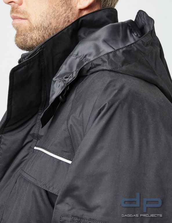 Behörden Parka Farbe: 9000 Schwarz mit Wunschtext in reflex silber