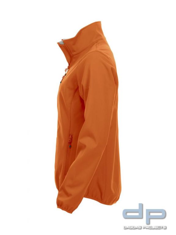 Basic Softshell Jacket Ladies mit reflektierend silbernem Wunschaufdruck in verschiedenen Farben
