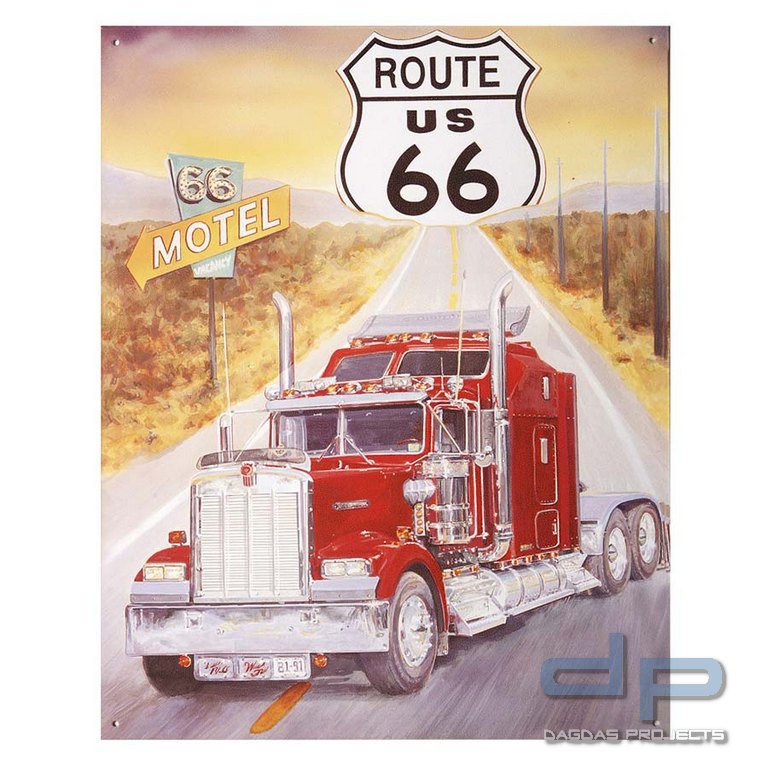 Metallplatte groß 16. Route 66 US Truck