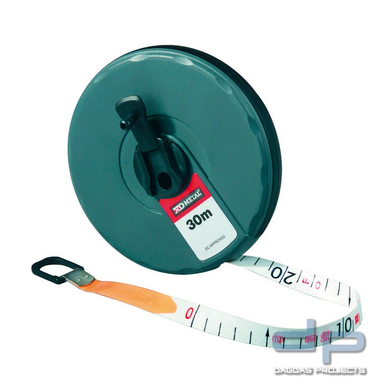 Dönges Rollbandmaß mit Haken, 30 m, Bandbreite 13 mm