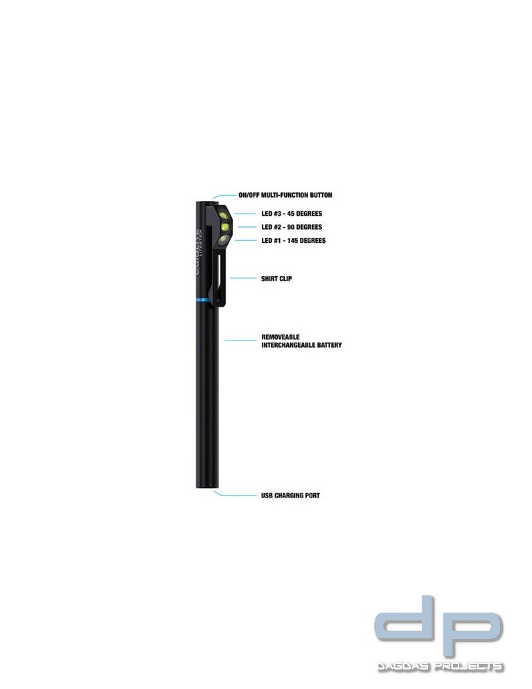 Quiqlite (TM) LiteStick LED-Stiftlampe "Code3" (rot/weiß/blau)