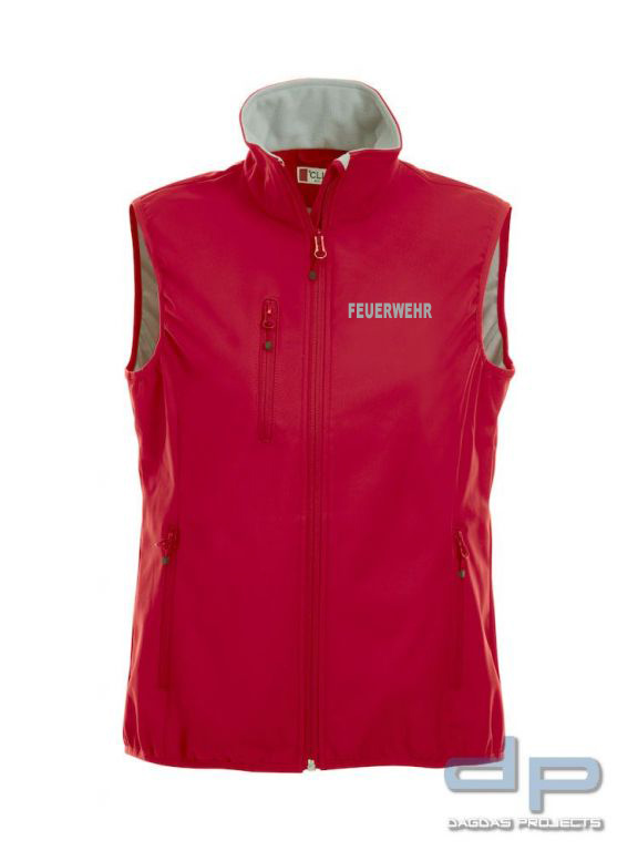 Basic Softshell Weste Ladies mit reflektierend silbernem Wunschaufdruck in verschiedenen Farben