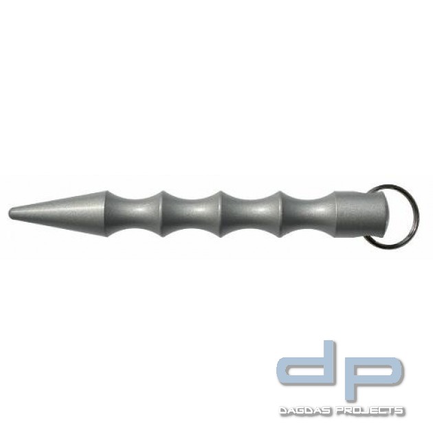 Kubotan mit Schlüsselring Silber gewellt